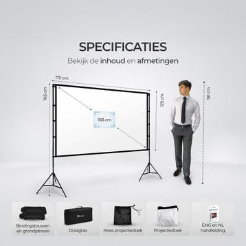 Lunaro Projectiescherm met Statief 72 inch – Projectiescherm, Ophalen of Verzenden, Zo goed als nieuw