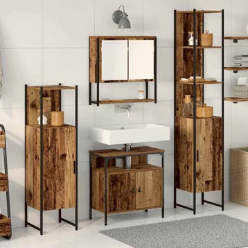 vidaXL Badkamermeubelset 4 st Oud Hout 33 x 33 x 185,5 cm, Verzenden, Nieuw, Overige typen