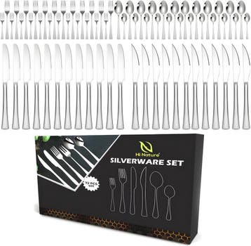 HI NATURE™ Besteksets Bestekset 12 persoons modern 100% RVS, Ophalen of Verzenden, Nieuw