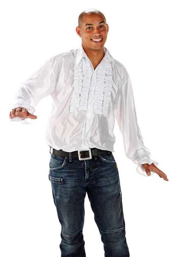 Disco Blouse Ruche Wit | Party Blouse OP=OP - XL/XXL, Verzenden, Nieuw