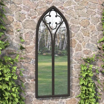 vidaXL Tuinspiegel 100x45 cm ijzer zwart, Verzenden, Nieuw