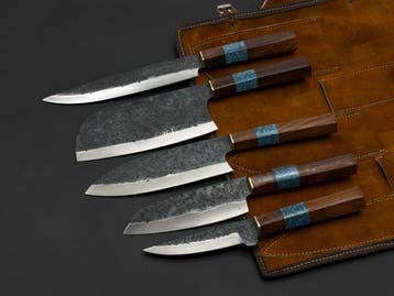 Japanese Style Kitchen Knife SET With Leather BAG Included -