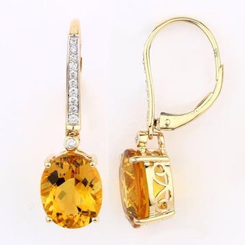 Oorbellen - 14 karaat Geel goud - 6.88ct. tw. Heliodoor -, Sieraden, Tassen en Uiterlijk, Nieuw