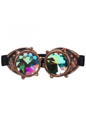 KIMU® Goggles Steampunk Bril Studs Koper Montuur Caleidoscoo, Kleding | Dames, Ophalen of Verzenden, Nieuw, Carnaval