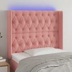 vidaXL Hoofdbord LED 93x16x118/128 cm fluweel roze, Verzenden, Nieuw, Stof