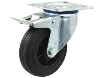 Braked Rubber Zwenkwiel - Inhoud: 75kgs, Wiel Ø mm: 100mm, Ophalen of Verzenden