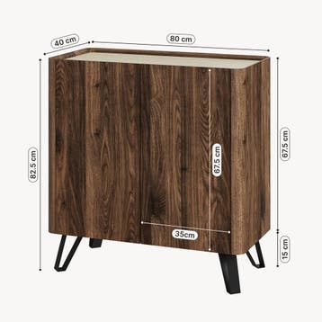Kast Trorlon 83x80x40 cm Notenoptiek/Travertin [en.casa], Verzenden, Nieuw