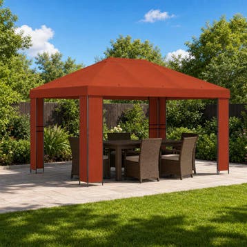 vidaXL Paviljoen 4 × 3 m Terracotta Polyester en staal 190, Verzenden, Nieuw