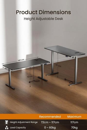 SOLAVERO Elektrisch bureau (140 cm), hoogteverstelling: 72 -, Verzenden, Zo goed als nieuw