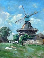 Chris Snijders (1881-1943) - Was uithangen bij de molen