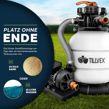Tillvex® Zandfilter - Zandfilterpomp - 7900L/u - Wit, Verzenden, Zo goed als nieuw