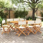 vidaXL Tuinstoelen 8 st inklapbaar stof crèmewit, Verzenden, Nieuw, Hout