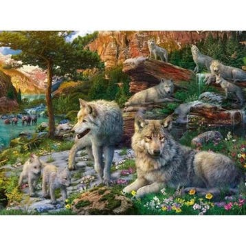 Puzzel van 1500 stukjes Wolven in de lente, Volwassenen e..., Verzenden, Nieuw