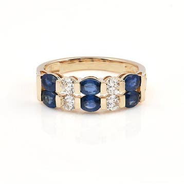 Ring - 14 karaat Geel goud - 1.75ct. tw. Saffier - Diamant, Nieuw