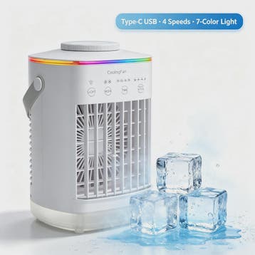 Draagbare Mini Air Cooler met Verneveling en LED Nachtlampje, Verzenden, Nieuw in verpakking