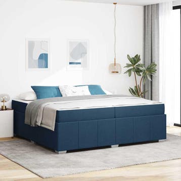 vidaXL Bedframe met matras Blauw 200 x 200 cm Stof, Verzenden, Nieuw, Blauw, Stof