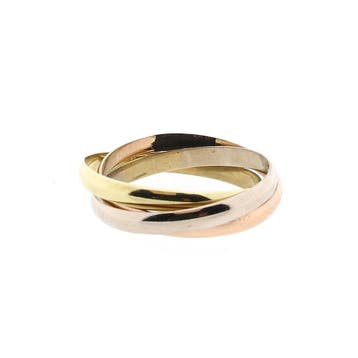 Tricolor gouden ring; 14 karaat; ringmaat 22,5, Gebruikt, 20 of groter, Heer, Ophalen of Verzenden
