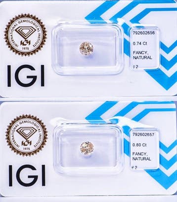 Zonder minimumprijs - 2 pcs Diamant (Natuurlijk gekleurd) -, Nieuw