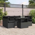 vidaXL Tuin Sofa Set met opslag met kussen 7 pcs Zwart poly, Verzenden, Nieuw, Rotan, 7 zitplaatsen