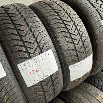 2 x Pirelli Snowcontrol 195-55-17 Winterbanden 6,5mm, Gebruikt, 17 inch, Band(en), Personenwagen