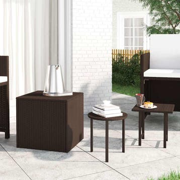 vidaXL Bijzettafels 3 st poly rattan bruin, Huis en Inrichting, Tafels | Bijzettafels, Verzenden, Nieuw
