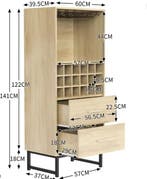 Wijnkast met 18 Vakken &amp; Glazenhouder, Huis en Inrichting, Woonaccessoires | Wijnrekken, Verzenden, Nieuw