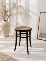 Thonet - Michael Thonet - Kruk - Rattan, stoomgebogen hout -