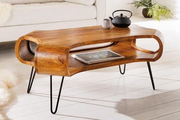 Design Couchtisch ORGANIC LIVING 100cm Sheesham, Huis en Inrichting, Tafels | Salontafels, Ophalen of Verzenden, Nieuw