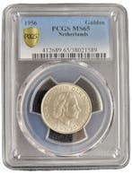 Koningin Juliana zilveren 1 gulden 1956 MS65 PCGS, 1 gulden, Koningin Juliana, Verzenden, Zilver