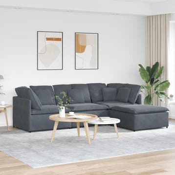 vidaXL Modulaire bank met voetenbank en kussens fluweel, Huis en Inrichting, Banken | Bankstellen, Verzenden, Nieuw, Stof