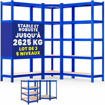 Stellingkast en hoekrekken set van 3 Blauw 875kg per stuk, Verzenden, Nieuw in verpakking
