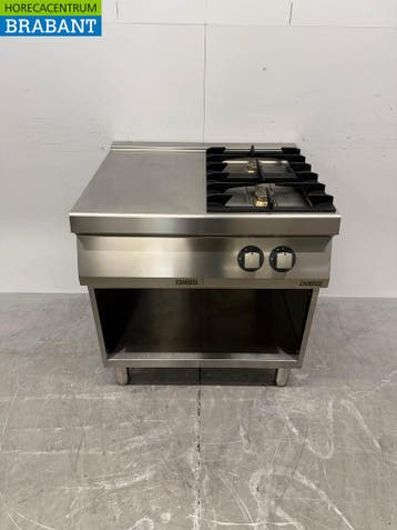 RVS Zanussi 2 pits Fornuis met Werkunit 80 cm GAS Horeca, Ophalen of Verzenden, Gebruikt