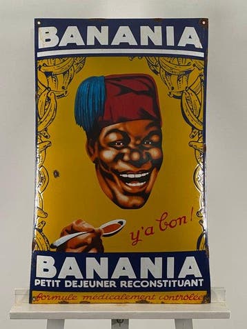 Banania - Emaille bord - 73x45cm - Gemaakt van dikke, Antiek en Kunst