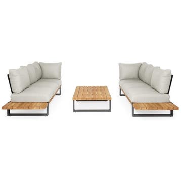 Nardo sofa loungeset 3 delig soft grey mixed weave / matt, Tuin en Terras, Ophalen of Verzenden, Nieuw, Aluminium