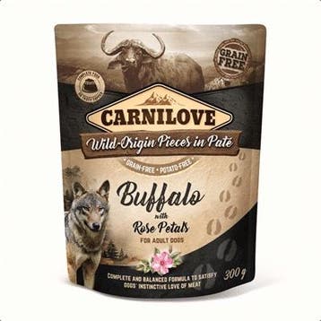 Carnilove Dog Pouch Buffel/Rozenblad 300 Gram, Verzenden
