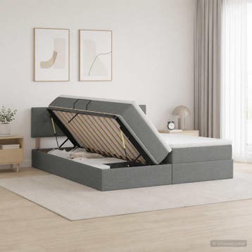 vidaXL Opslag bed met hoofdeinde 2 st Donkergrijs Nep Leer, Verzenden, Nieuw