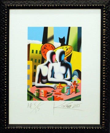 Mark Kostabi (1960) - Coppia con gatto