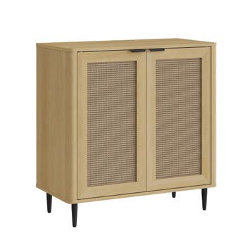Commode Lukhomso 83x80x40 cm eikenkleurig en zwart [en.casa], Verzenden, Nieuw