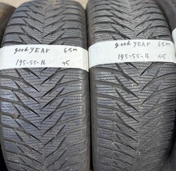 2x 195-55-16 Goodyear Winter 2x 6.5 mm €45 PerBand 195 55 16, Auto-onderdelen, Banden en Velgen, Ophalen, Gebruikt, 16 inch, Winterbanden