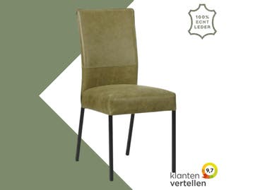 Leren eetkamerstoel Real - Vintage Olive (olijf/groen) -, Overige kleuren, Nieuw, Ophalen of Verzenden, Eén