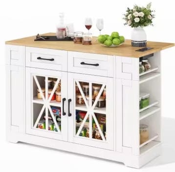 Keukeneiland met Klapblad, USB & Glazen Deur – 120 cm, Huis en Inrichting, Verzenden, Nieuw