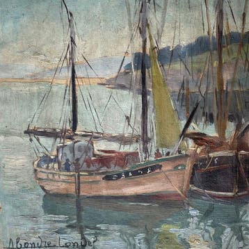Pierre Abadie-Landel (1896-1972). - Marine avec Bateaux en