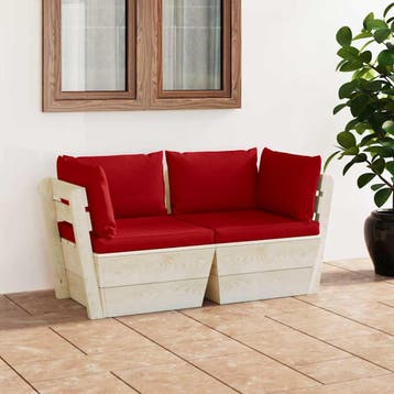 vidaXL Tuinbank 2-zits met kussens pallet vurenhout, Verzenden, Nieuw, Hout