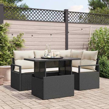 vidaXL Tuin Sofa Set 5 st 4-Aantal zitplaatsen Zwart en, Verzenden, Nieuw, 5 zitplaatsen