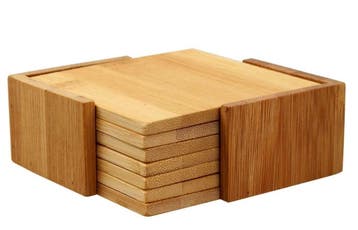 Set van 7 bamboe vierkantjes (10x10x0.6 cm), Ophalen of Verzenden, Nieuw
