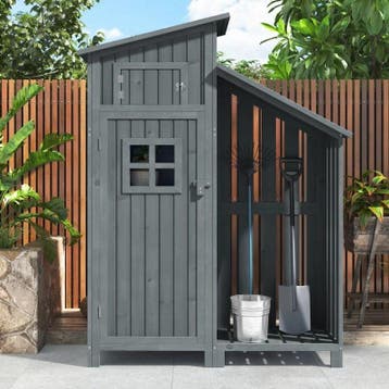 Houten Tuinkast met PVC-Dak – 124 × 46 × 174 cm, Verzenden, Nieuw