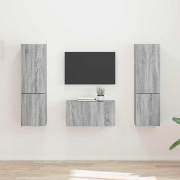 vidaXL Tv-meubelset 5 st Grijs Sonoma Bewerkt hout, Minder dan 50 cm, Verzenden, Nieuw, Minder dan 100 cm