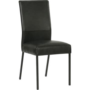 Leren eetkamerstoel Real - Granada Black (zwart) - Poten, Huis en Inrichting, Stoelen, Zwart, Nieuw, Ophalen of Verzenden, Eén