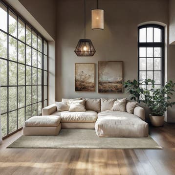 Kortpolig vloerkleed Soft Zone - 200 x 290 cm, zandkleur, Verzenden, Nieuw