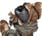 Zonne-energie Hars Fontein Eekhoornen Eend LED Tuindecoratie, Tuin en Terras, Verzenden, Nieuw